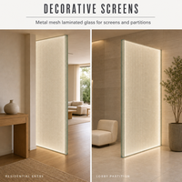 Verre décoratif stratifié EVA avec intercouche en tissu 6mm 8mm CE pour cloison intérieure, mur d'accentuation de hall d'hôtel, écran personnalisé