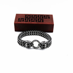 Yunnique – Bracelet tête de mort pour hommes, en acier titane noir, style punk, chaîne rétro, bijoux, cadeau - Product Image 5