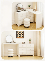 Table de maquillage et coiffeuse en fer noir pour chambre à coucher, avec tiroirs intégrés, style rétro crème, meuble de rangement d'angle