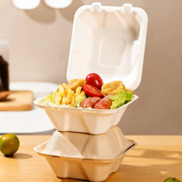Contenants alimentaires jetables en gros, boîte bento verrouillable, boîte à burger biodégradable en pulpe pour croissant et gâteau