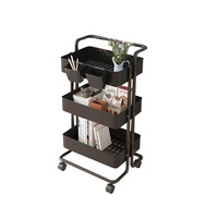 Haute qualité en acier au carbone 45KG capacité pliante 3 niveaux chariot extension de cils organisateur de stockage chariot utilitaire Portable