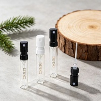 Flacon d'échantillon de parfum rond en verre miniature personnalisé de 2 ml, transparent, avec boîte, flacon pulvérisateur en verre de voyage de 1,5 ml