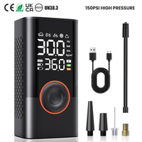 Rechargeable 150PSI Cordless Bicycle Mini Pump with Tire Pressure Monitor Cycle Air Pump Inflators