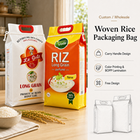 Sac d'Emballage de Riz en Plastique Personnalisé, Petit, 5kg 10kg, Sac de Riz 25 kg 50 kg avec Fond Plat et Poignée