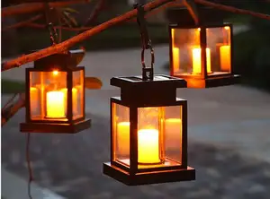 Decorazione esterna paesaggio giardino ristorante mensa lampada da parete portatile appeso luce solare a Led a energia solare a candela