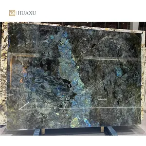 Huaxu New Arrival Granit Granito Natural Losas Countertops Kitchen Luxury Floor Tiles Blue Labradorite Granite Slab
