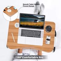 Mesa de estudio pequeña plegable para ordenador portátil, escritorio con portavasos, diseño colorido de madera MDF