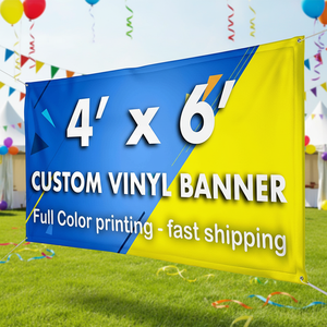 Striscione in Rete di Poliestere Vinilico 230g Personalizzato per Esterni, <span class=keywords><strong>Antivento</strong></span>, con Asta in Fibra di Vetro e Colori CMYK - Product Image 1