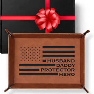 Desktop Nightstand Entryway Valet Tray Desktop Storage Organizer PU Leather Catchall Holder Bedside Vanity Foldable Tray - Product Image 1