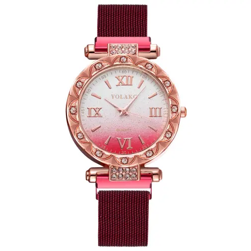 女性の時計ファッションエレガントなマグネットバックルビブラートパープルレディース腕時計2019新しい星空ローマ数字ギフト