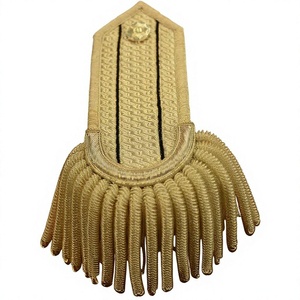 Écusson d'épaule magnétique en toile jaune doré, brodé, personnalisable, réutilisable, de haute qualité, style classique, à coudre, avec franges - Product Image 1