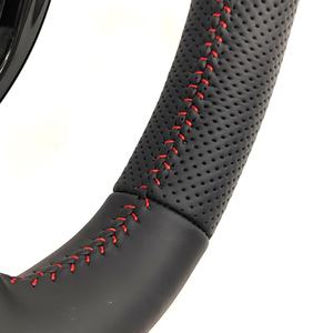 Volant en cuir perforé à fond plat avec surpiqûres rouges pour <span class=keywords><strong>Audi</strong></span> A3 A4L A5 Q3 Q5 Q7, type D, personnalisation du volant - Product Image 3