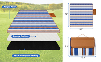 Tapis de pique-nique pliable grand format personnalisé, imperméable, écologique, léger, portable, 100 % polyester, imprimé en polaire à carreaux