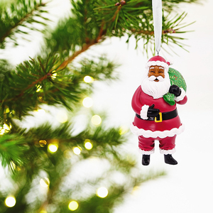 Custom Resin <strong>Christmas</strong> <strong>Tree</strong> <strong>Mini</strong> Ornaments Hanging Supplies African American Black Santa Claus Miniature Decoration Accessories - Product Image 5