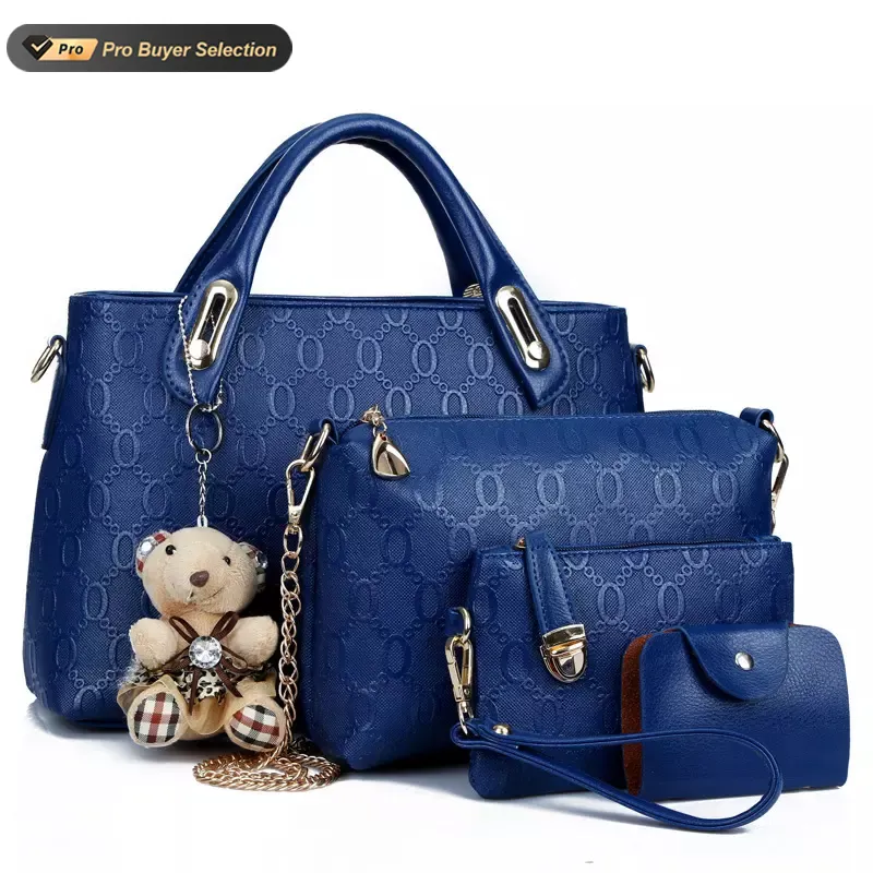 KALANTA Bolso de mano manufacture Women's Embossed Bear Pattern Quality 4 Piece Set Hand Bags Ladies Purse wish Luxury Handbags
