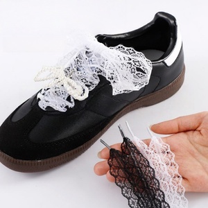 Lacets plats en polyester blancs en dentelle de soie pour chaussures de ballet et d'entraînement pour filles, accessoires mignons DIY, style sport décontracté - Product Image 6