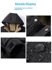 Chaqueta Bomber Impermeable y <span class=keywords><strong>Cortavientos</strong></span> con Capucha, Holgada, para Trabajo en Grupo, Personalizable, Funcional, para Hombre y Mujer - Product Image 4