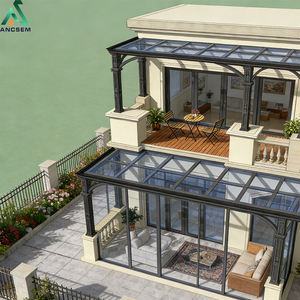 ANCSEM Nuova Pergola in Alluminio Stile Fattoria con Vetri Basso-Emissivi e Porte Scorrevoli, Veranda Esterna per Giardino 4 Stagioni - Product Image 6