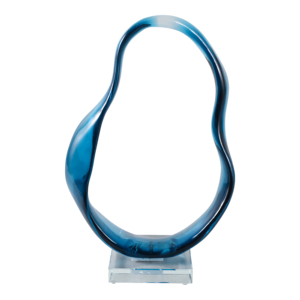 Scultura moderna decorativa a spirale in vetro blu, pezzo d'arte per la casa, tavolino da caffè, mensola, elegante statuetta decorativa - Product Image 1
