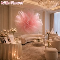 Bunga Organza Pink Raksasa Mewah, Latar Belakang untuk Pernikahan, Pesta Liburan, Photo Booth, Dekorasi Panggung Acara