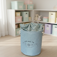 Panier de rangement pliable en toile à motif lapin avec poignée en corde, idéal pour vêtements, jouets ou linge sale