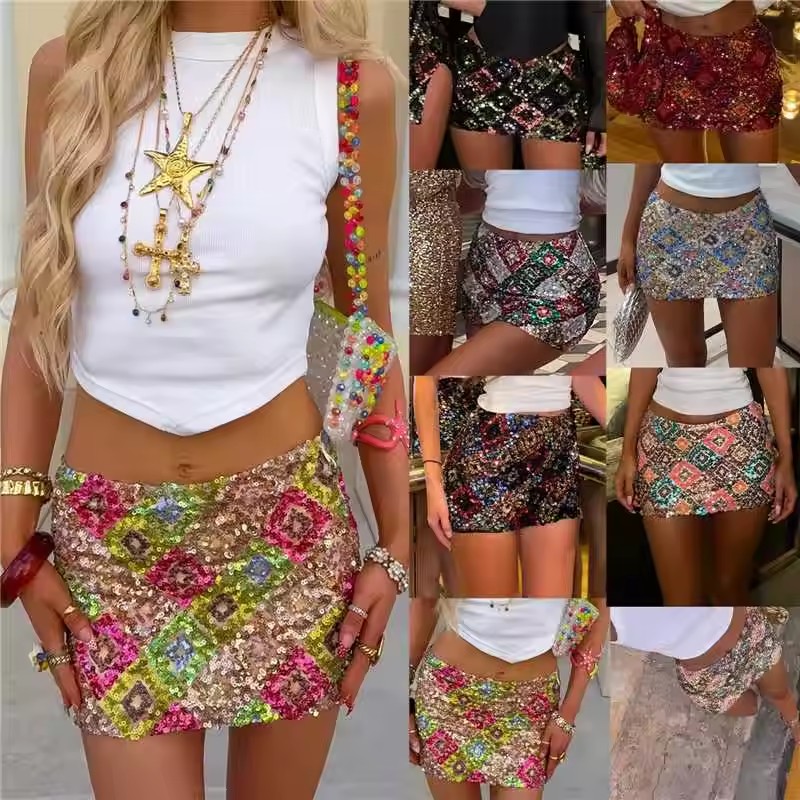 Shiny Mini Skirt Sexy Club Style for Women