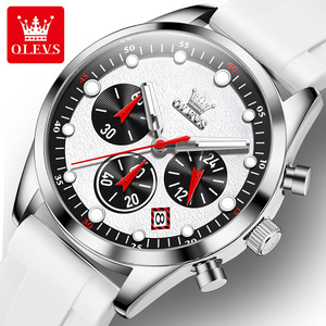 Montres pour hommes Olevs 5602, chronographe sport décontracté, montre-bracelet, grand cadran, aiguilles lumineuses, montres à quartz - Product Image 3