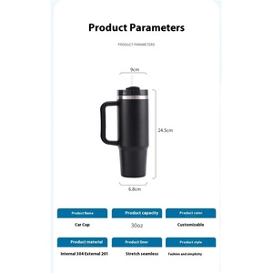 Gobelet isotherme en acier inoxydable à double paroi de 40 oz avec poignée, isolation thermique de 6 à 12 heures, tasse à glace colorée - Product Image 4