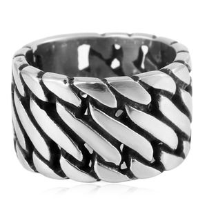 yunnique Men's Stainless Steel Chain <b>Ring</b> Geometric Design <b>Silver</b> Color Fashion Jewelry Gift Occasion - Product Image 4