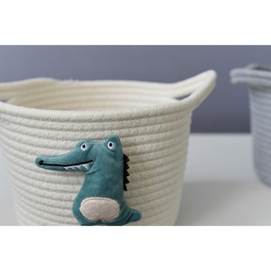 Cotton Rope Storage <b>Baskets</b> Round Handmade Toy Organizer Desktop Storage Bucket <b>Woven</b> <b>Basket</b> 100 Cotton - Product Image 4