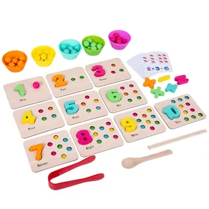 Multi function Abacus Stand Wooden Montessori Toys Counting Cognition Board Early Educational Math Toy For Children Gift