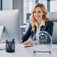 Plaque de trophée en verre cristal vierge pour la personnalisation DIY, idéale pour l'impression UV, avec logo personnalisé et coffret cadeau de luxe
