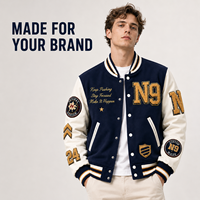 Blouson universitaire personnalisé OEM pour homme grande taille en laine et cuir, col montant, broderie chenille, streetwear d'équipe, vente en gros, marque privée