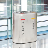 Poubelle de recyclage en acier inoxydable personnalisée à 2 compartiments pour centre commercial, école