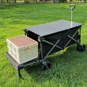 Stainless Steel Large Capacity Outdoor Camping Cart Foldable <strong>Beach</strong> <strong>Wagon</strong> for Picnic and Garden Portable Picnic Cart Trolley - Product Image 3