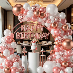 Décoration de fête sur le thème des anniversaires et des princesses, 123 pièces, ballons en latex rose gold, confettis métalliques, guirlande de ballons d'anniversaire, <span class=keywords><strong>kit</strong></span> d'arche de ballons - Product Image 3