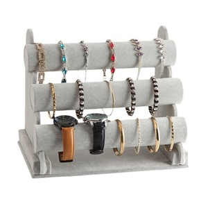 Expositor de pulseras de tres niveles, de gamuza, para <span class=keywords><strong>relojes</strong></span>, joyas y accesorios, con diseño empalmado. - Product Image 5