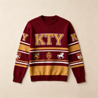 Pulls en tricot à manches longues en gros, pulls brodés avec logo, tenues du Nouvel An, sweat-shirts
