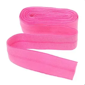 Venta caliente personalizada de punto elástico banda metálica elástica 20mm diseñado Rosa sólido de las correas de color costilla para prendas de vestir bon