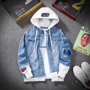 Blouson en <span class=keywords><strong>Jean</strong></span> à Capuche OEM/ODM pour Homme, Manteau <span class=keywords><strong>Jean</strong></span> Hip Hop Rétro, <span class=keywords><strong>Veste</strong></span> Bomber Décontractée Streetwear, Survêtement à Capuche - Product Image 4