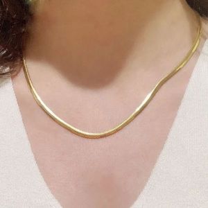 Xinfly Au750 2.2mm 2.5mm 3.4mm 18k Cadena de Oro Sólido Plano Espiga para Hombre, Gargantilla Fina - Product Image 4