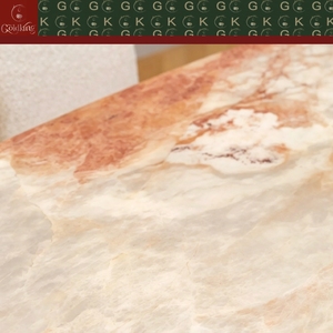 Table rectangulaire en marbre de luxe moderne GOLDKING pour salle à manger, plateau veiné rose, base blanche sculptée, fabrication sur mesure, directement de l'usine - Product Image 6