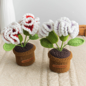 Clavel de ganchillo hecho a mano, plantas artificiales en maceta, regalos de Navidad para ancianos, amigos, objetos decorativos de escritorio, venta al por mayor - Product Image 1