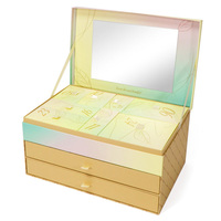 Calendrier de l'Avent de Luxe Portable 24 Jours, Boîte Cadeau Cosmétique Rigide à Double Tiroir avec Miroir, Emballage en Papier Vide pour Maquillage et Chocolats