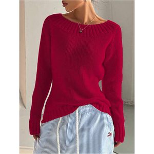 Suéter Personalizado para Mujer, Cuello Barco, Tejido de Punto, Manga Larga Asimétrica, Top de Otoño Antipilling 14 Gg - Product Image 5
