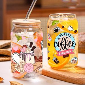 Custom 16oz UV DTF Glass Cup Wraps Cute Cartoon Kawaii <span class=keywords><strong>Hello</strong></span> Cat Kitties Diseño PARA EL Día de San Valentín Método de impresión de transferencia de calor - Product Image 5
