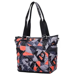 Quilt Stitched down fabric puffer handbag Waterproof women digital print shoulder bag