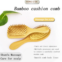 Sisir bantalan udara antistatis bambu kualitas tinggi untuk penggunaan Salon alat pijat Meridian yang dapat disesuaikan dan rambut lurus