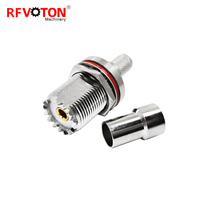 Conector RF Coaxial Impermeable PL239 UHF Hembra de Crimpado para Panel, Suministro de Fábrica, para Cable RG6 5D-FB WTR300
