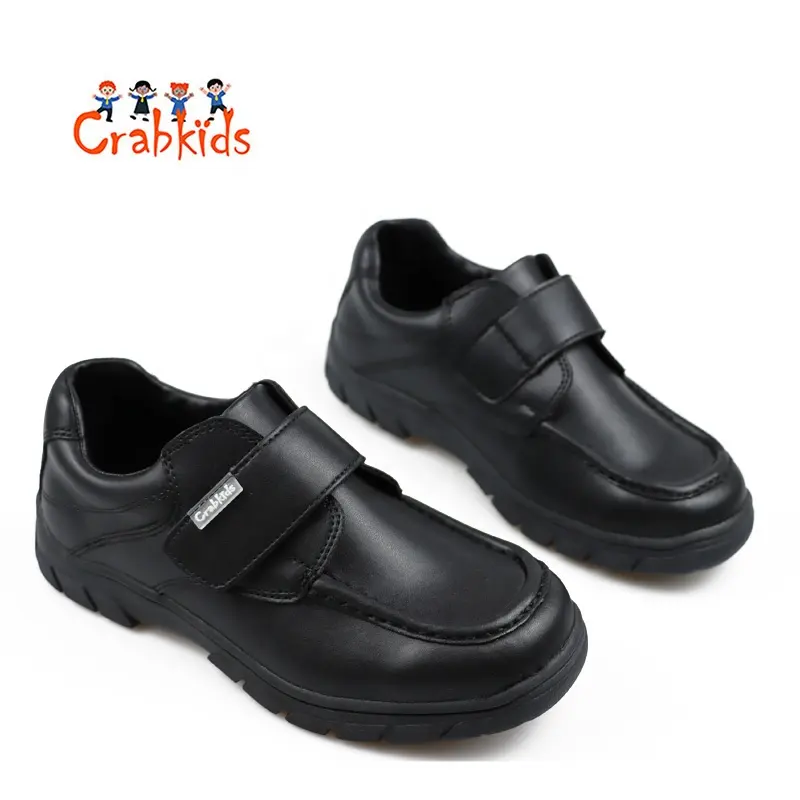 Crabkids Venta al por mayor Venta caliente Elite Modern Black Pure Leather Rubber Sneaker para niños Boys Sneaker